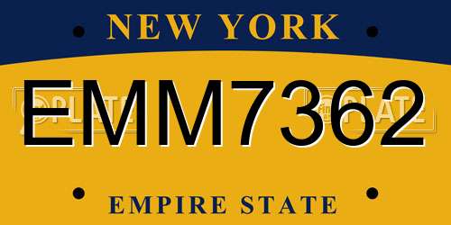 EMM7362 New York License Plate