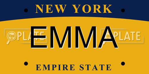 EMMA New York License Plate
