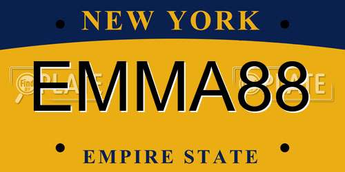 EMMA88 New York License Plate