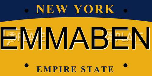 EMMABEN New York License Plate