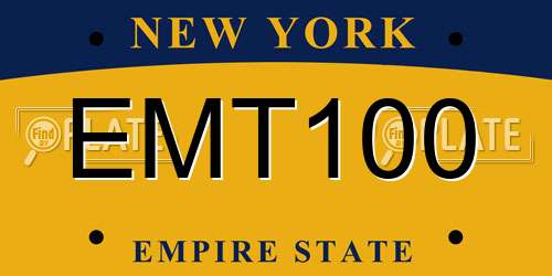 EMT100 New York License Plate