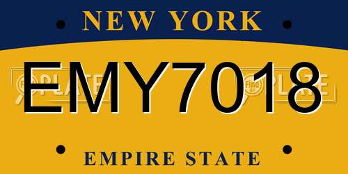 EMY7018 New York License Plate