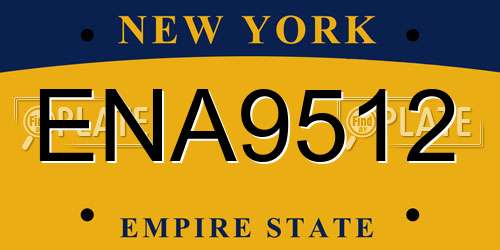 ENA9512 New York License Plate