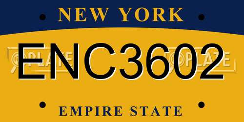 ENC3602 New York License Plate