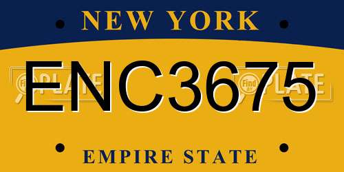 ENC3675 New York License Plate