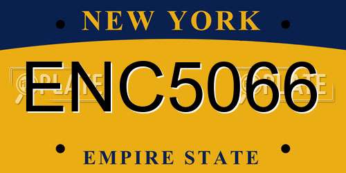 ENC5066 New York License Plate