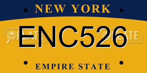 ENC526 New York License Plate