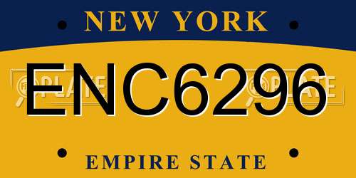 ENC6296 New York License Plate