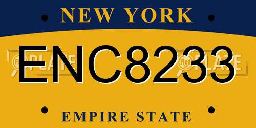 ENC8233 New York License Plate