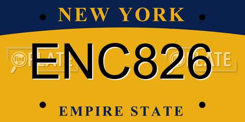 ENC826 New York License Plate