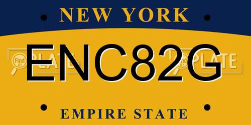 ENC82G New York License Plate