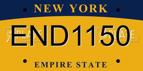 END1150 New York License Plate