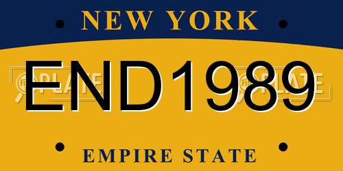 END1989 New York License Plate