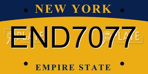 END7077 New York License Plate