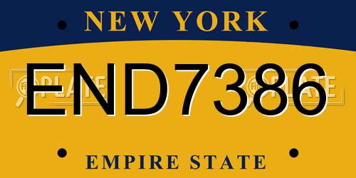 END7386 New York License Plate