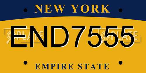 END7555 New York License Plate