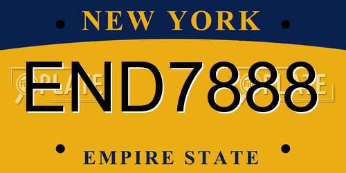 END7888 New York License Plate