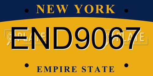 END9067 New York License Plate