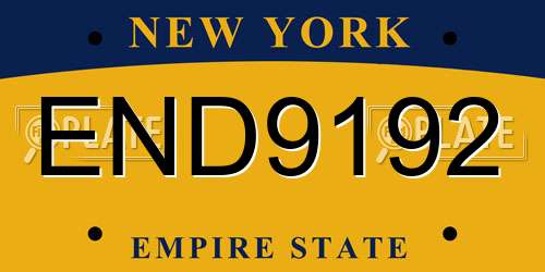 END9192 New York License Plate