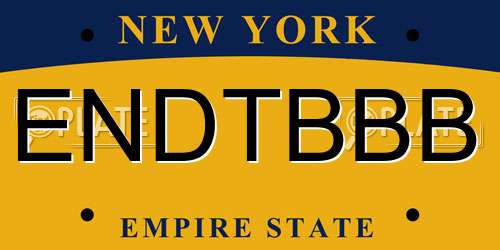 ENDTBBB New York License Plate