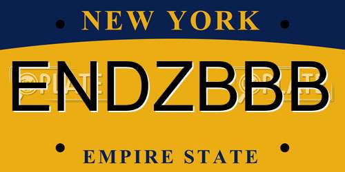 ENDZBBB New York License Plate