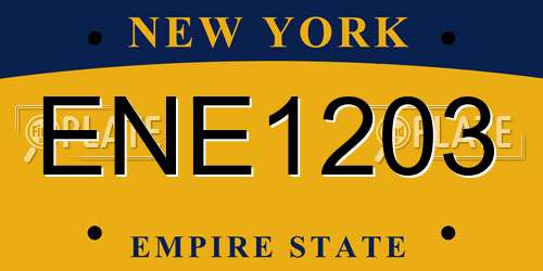 ENE1203 New York License Plate