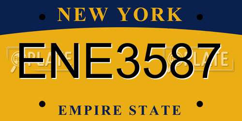 ENE3587 New York License Plate
