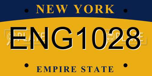 ENG1028 New York License Plate