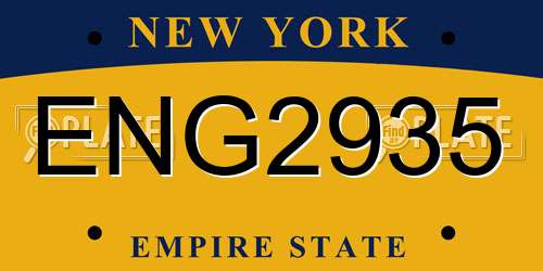 ENG2935 New York License Plate
