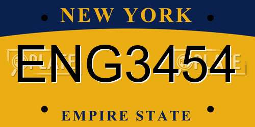 ENG3454 New York License Plate