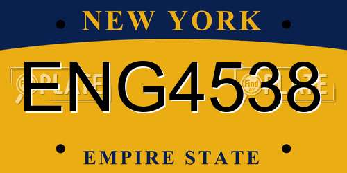 ENG4538 New York License Plate