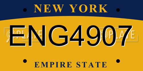 ENG4907 New York License Plate