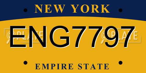 ENG7797 New York License Plate