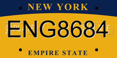 ENG8684 New York License Plate
