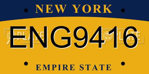 ENG9416 New York License Plate