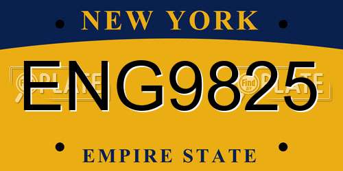 ENG9825 New York License Plate