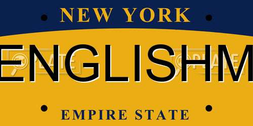 ENGLISHM New York License Plate
