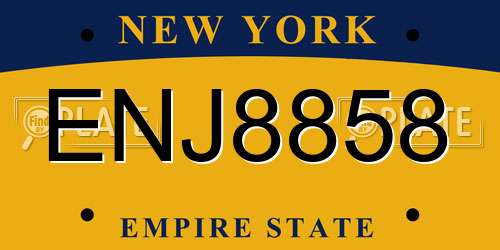 ENJ8858 New York License Plate