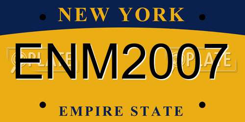 ENM2007 New York License Plate