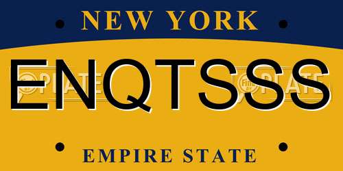 ENQTSSS New York License Plate