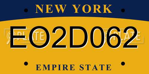 EO2D062 New York License Plate