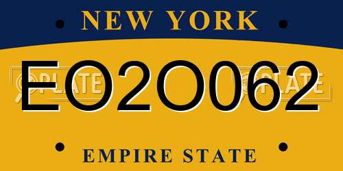 EO2O062 New York License Plate