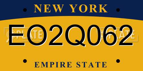 EO2Q062 New York License Plate