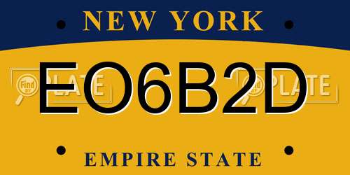 EO6B2D New York License Plate