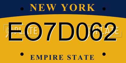 EO7D062 New York License Plate