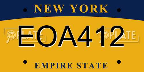 EOA412 New York License Plate