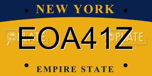 EOA41Z New York License Plate