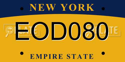 EOD080 New York License Plate