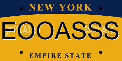 EOOASSS New York License Plate