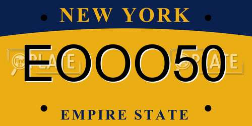 EOOO50 New York License Plate